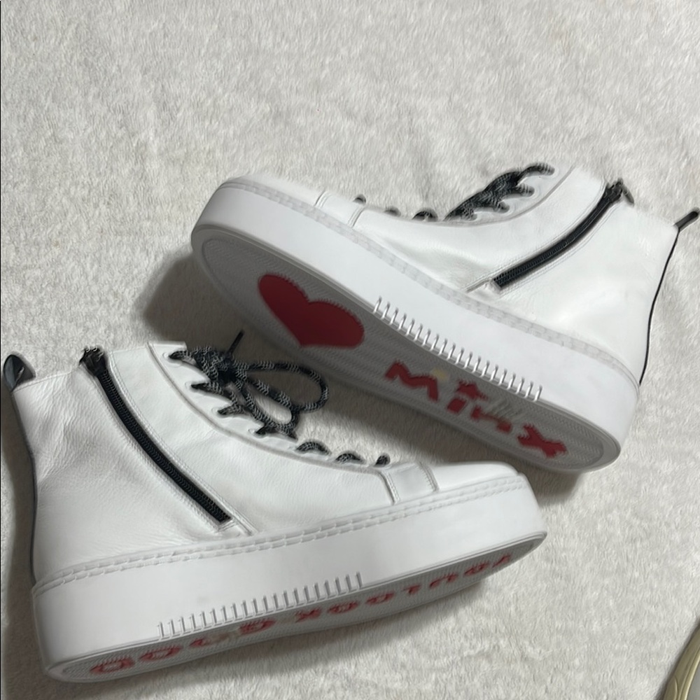 MINX White High-Top Sneakers with Black Accents